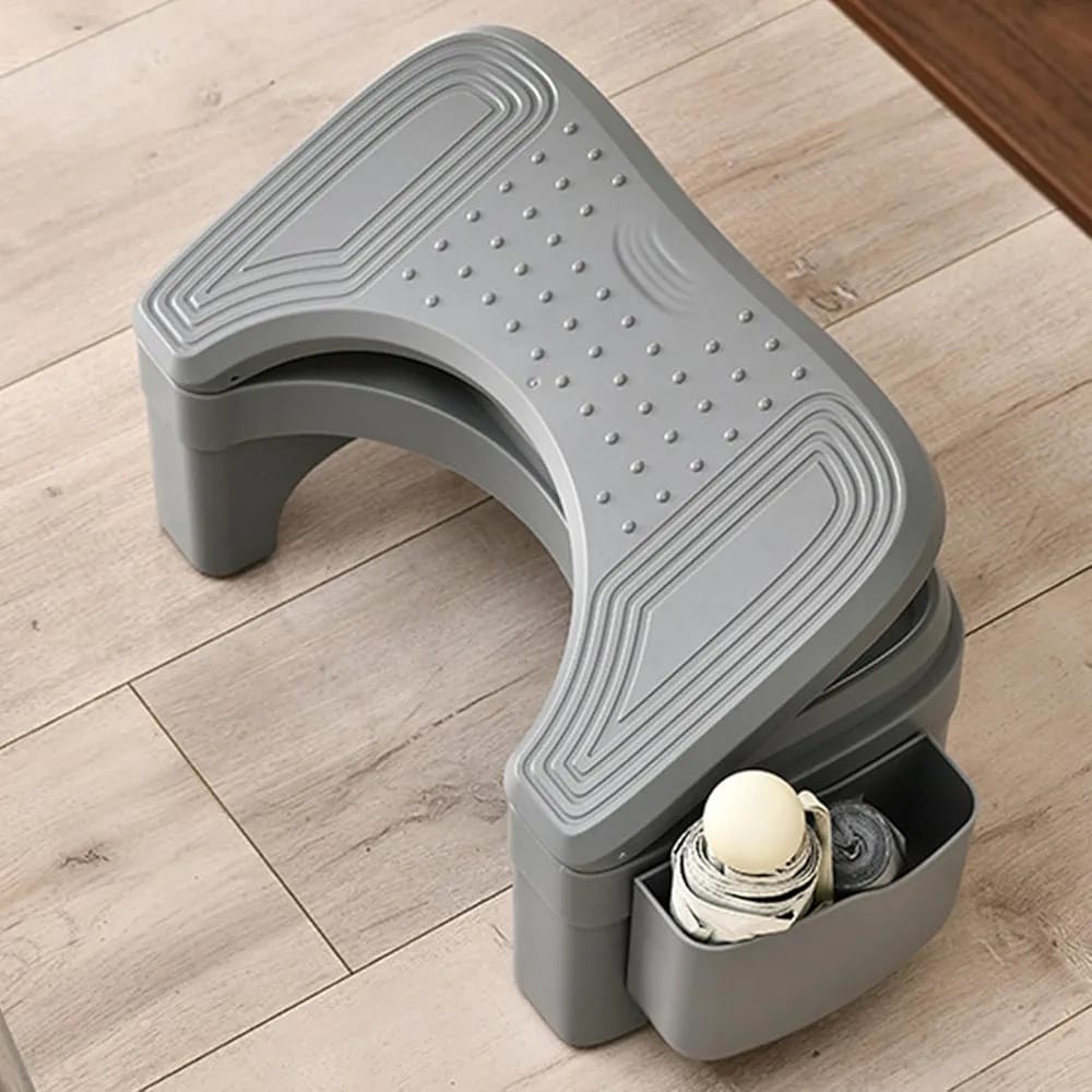 Ergonomic foldable/adjustable foot rest with storage space