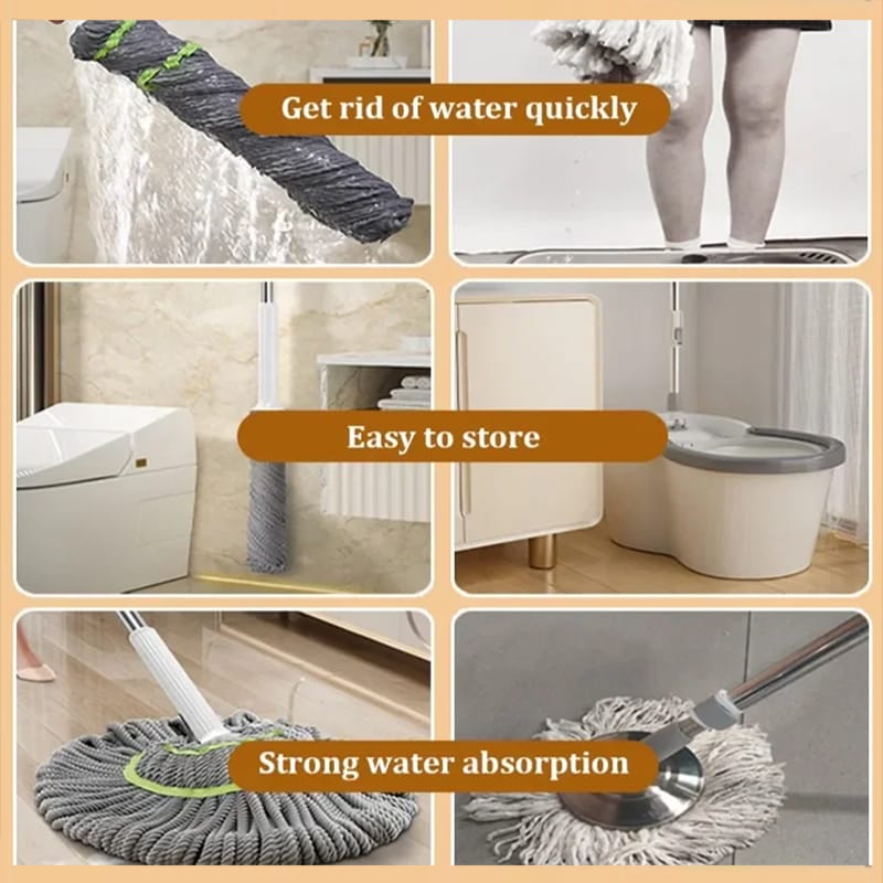 Rotating self wringing twist mop