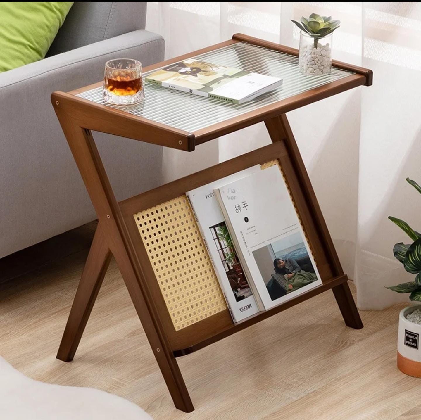 Japanese pure solid bamboo side table