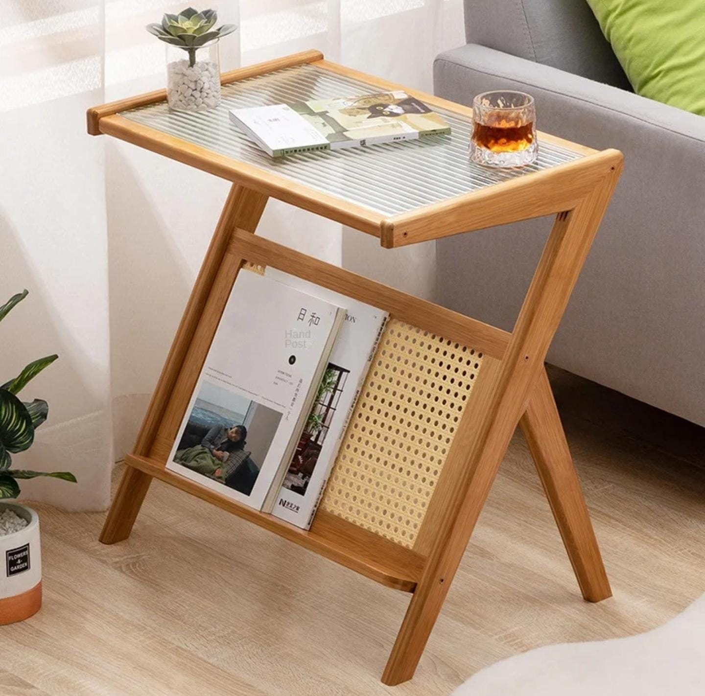 Japanese pure solid bamboo side table