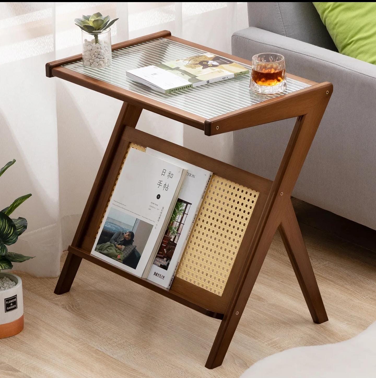 Japanese pure solid bamboo side table
