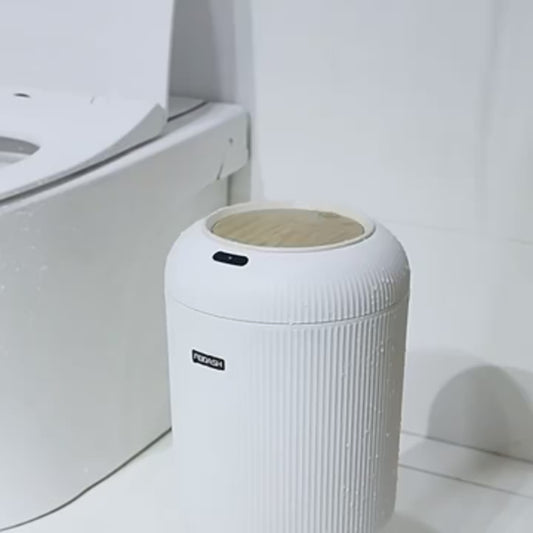 Smart Trash Can Automatic Flip Cover Simple White Can Be Used In Bedroom Office Kitchen Electricity Saving Trash Can Modern