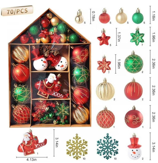 70pcs Christmas Balls Ornaments Set