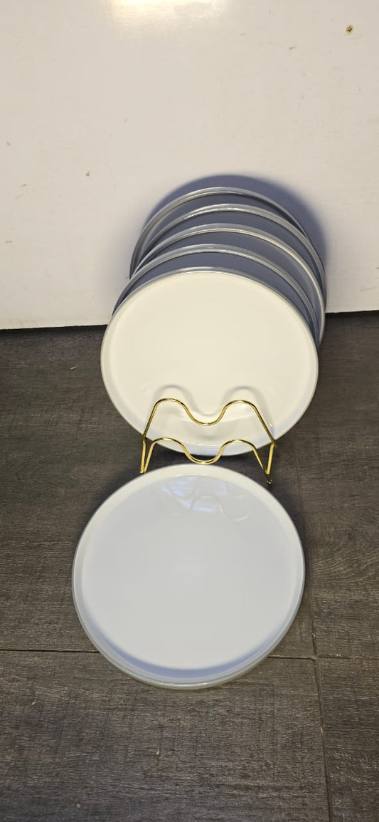 6Pcs High Quality  White and Grey Ceramic Plates