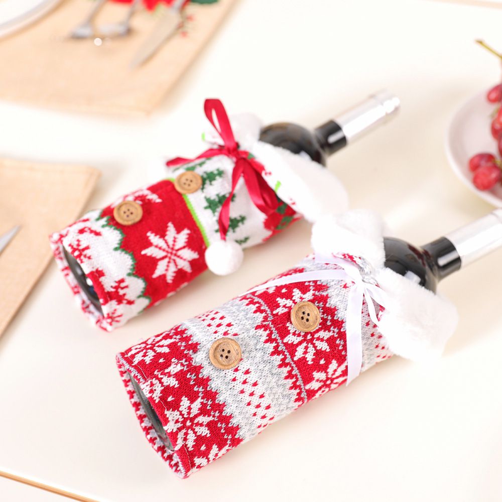 Fluffy Christmas Wine Bottle Cover Merry