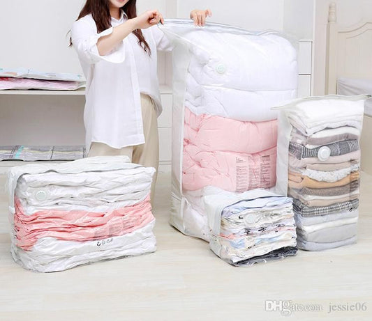 5pcs set No Pump Needed Vacuum Storage Bags for Clothes Blankets Comforters Sweaters Pillows Home Compression Seal Bags Space Saver Bags