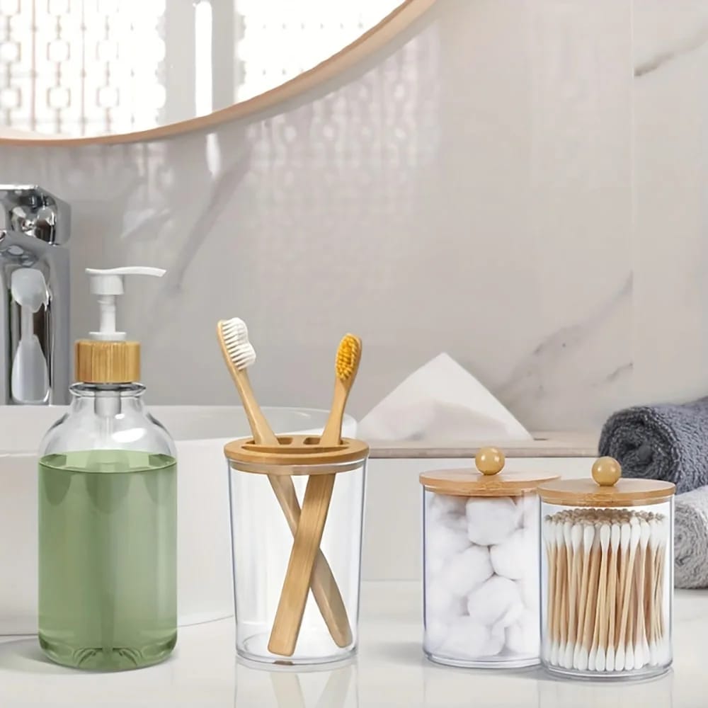 4pcs Bamboo Bathroom Accessories