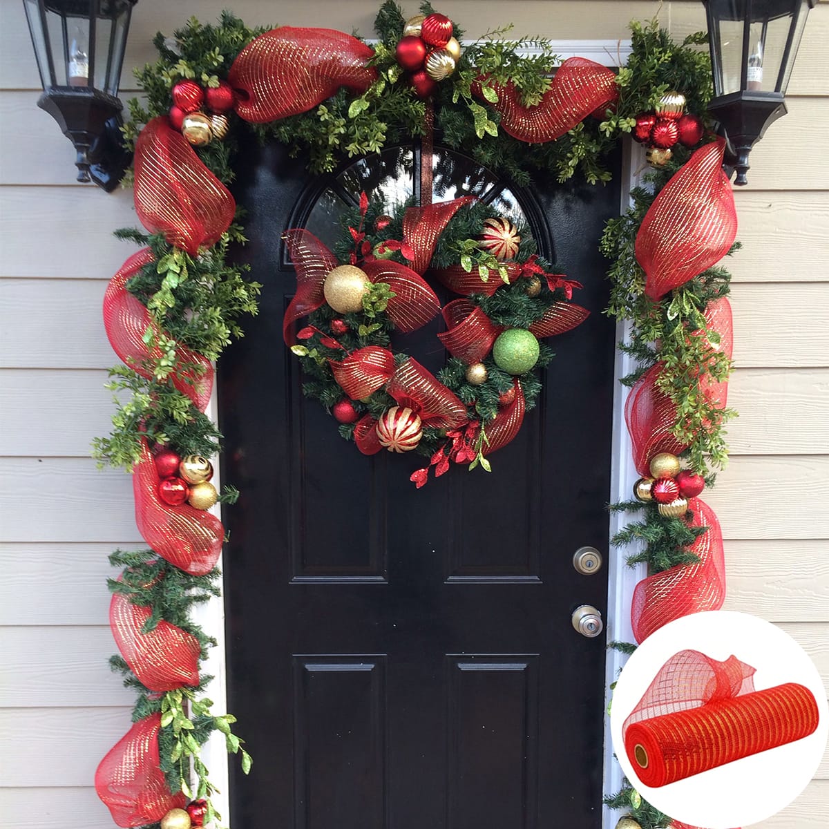 26cm 10 Yards Gold White Mesh Ribbon DIY Xmas Tree Glitter Mesh