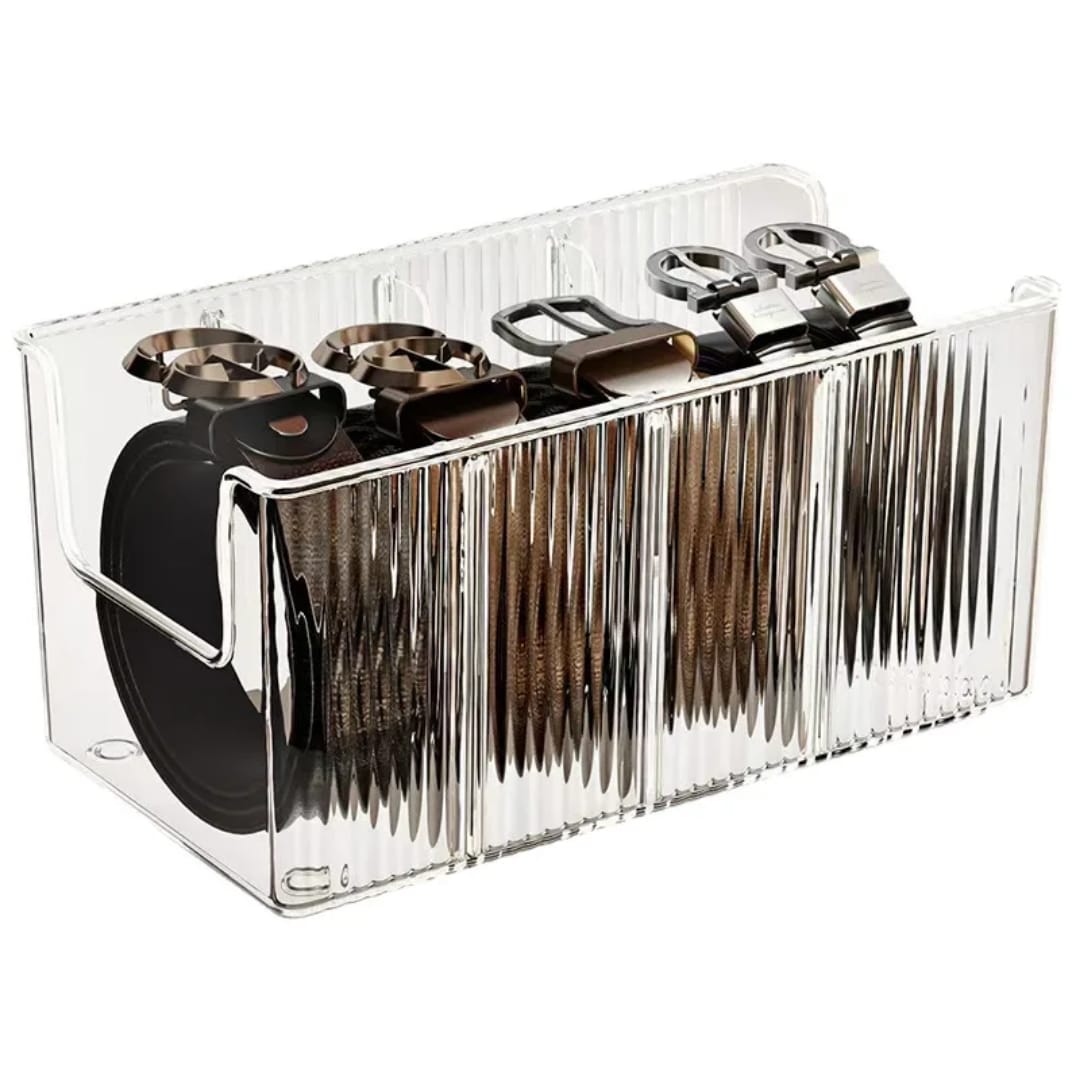 Space Saving Large Capacity Storage Container Removable Dividers Transparent Display Rack Stackable Organizing Box Kitchen
