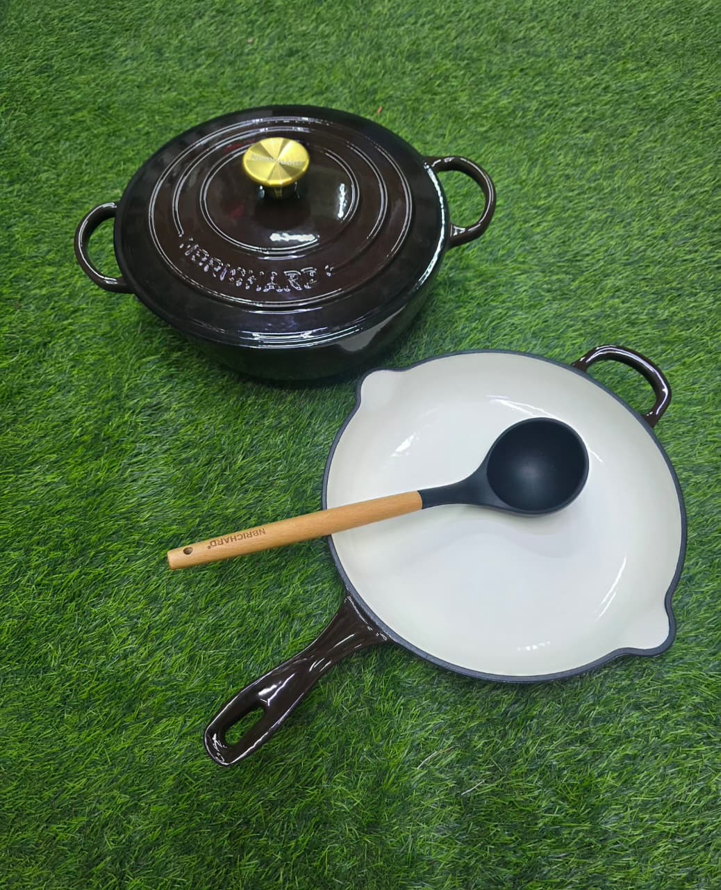 3 pcs Set Enamel Cast iron cooking pots