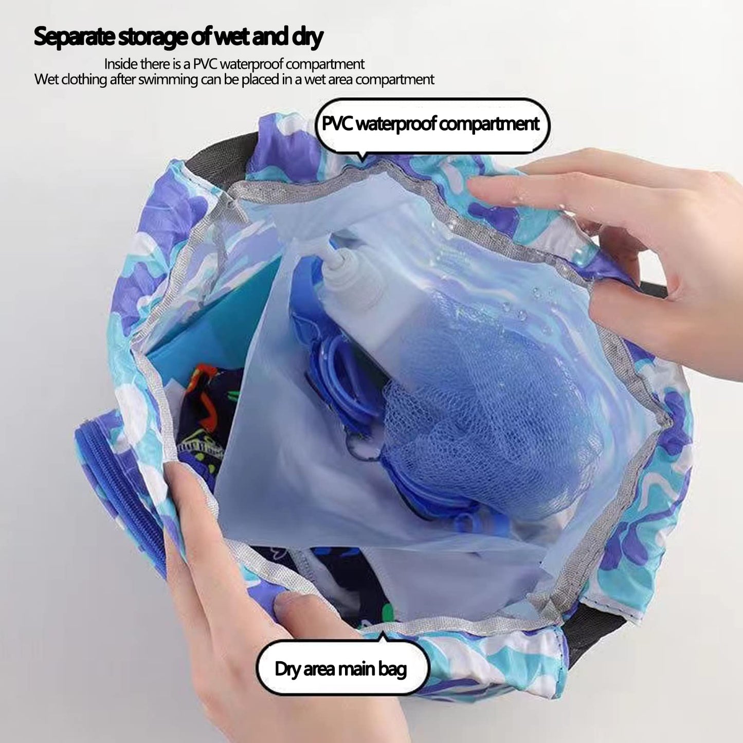 Kids swimming bags with goggles  slot and shoe compartment