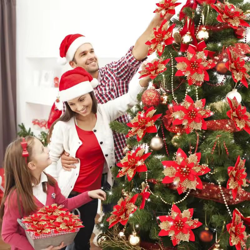 Silk poinsettia and cherry blossom Christmas