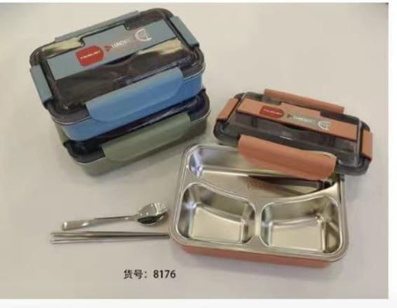stainless steel lunch box with 3 compartment