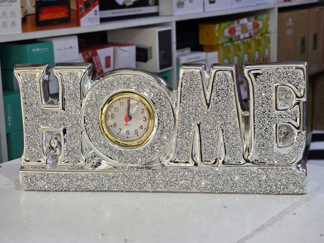 Elegant Glittery "HOME" Tabletop clock decor
Home, office decor