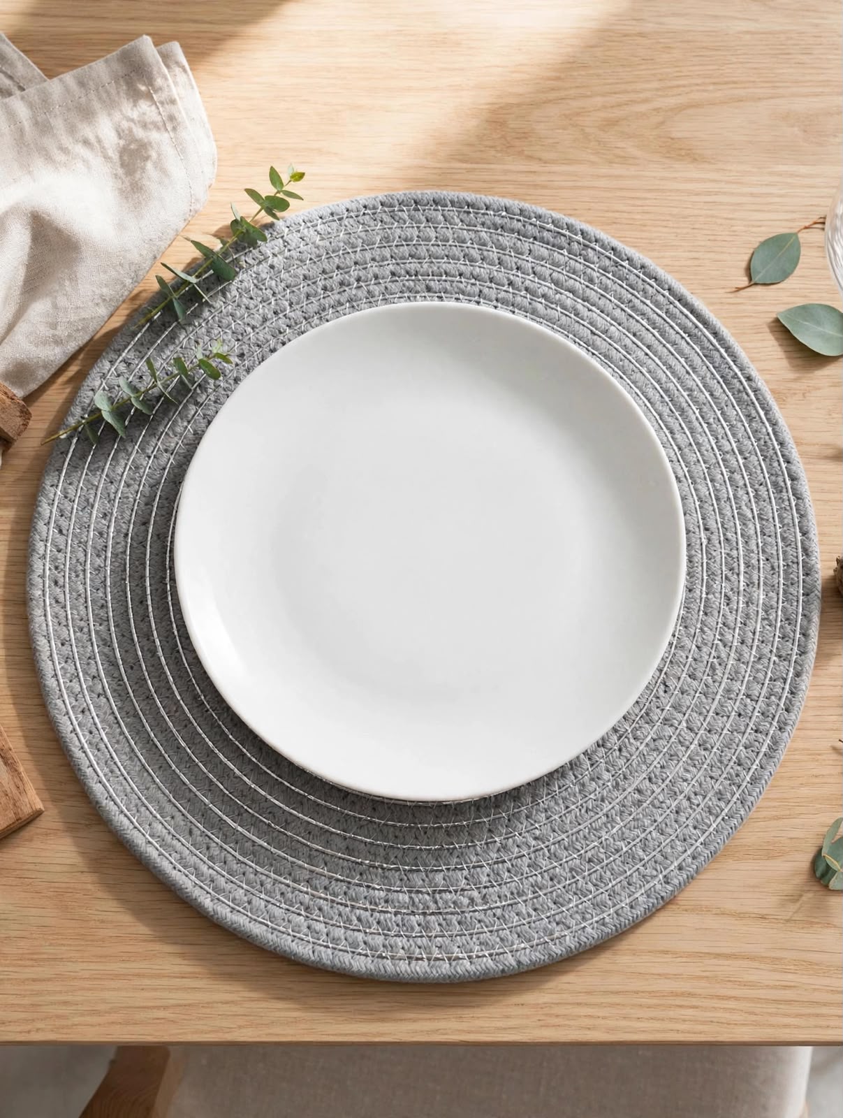 Spiral Woven Mats — with subtle silver shimmer