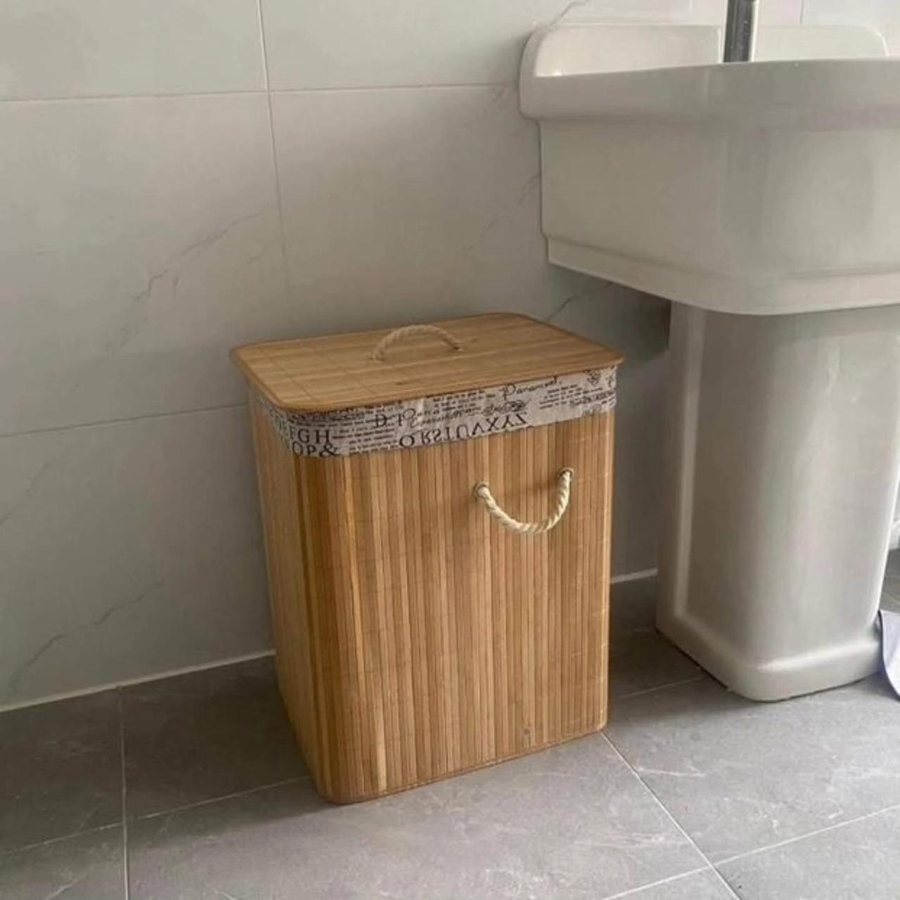 Eco-friendly foldable bamboo laundry basket