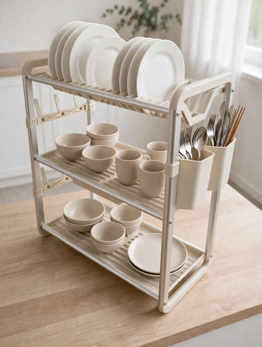 3-Tier Cream Dish Rack