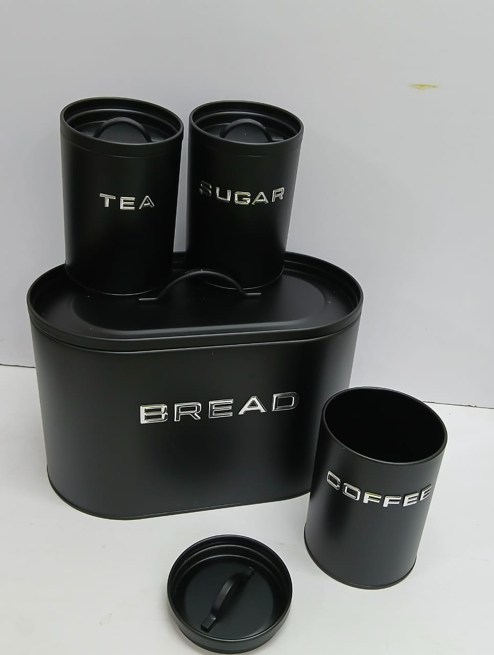 Unique and elegant bread storage bin with 3pcs canisters