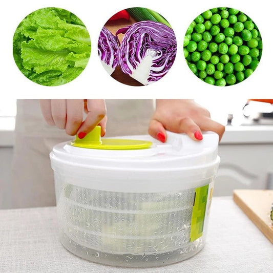 New Large 3Ltr Manual Salad Spinner, Dryer ,Drainer ,Salads Dehydrator, Vegetable Drying
