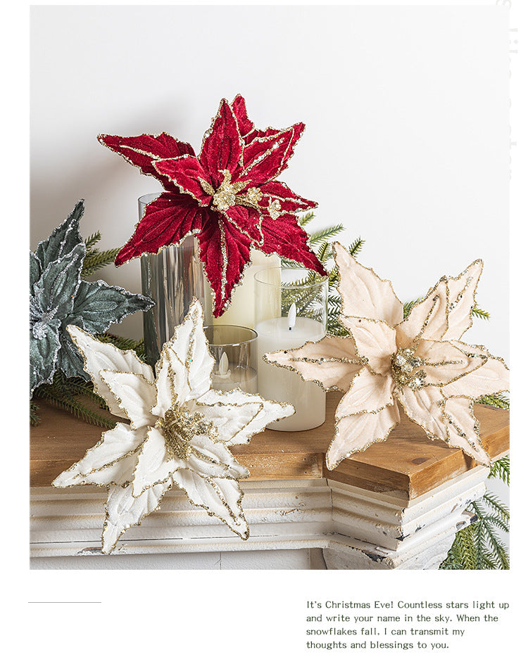 Artificial Flowers  Christmas Flower Pendant New Simulation Pattern Diy Red Multi Layered Christmas Tree Decoration