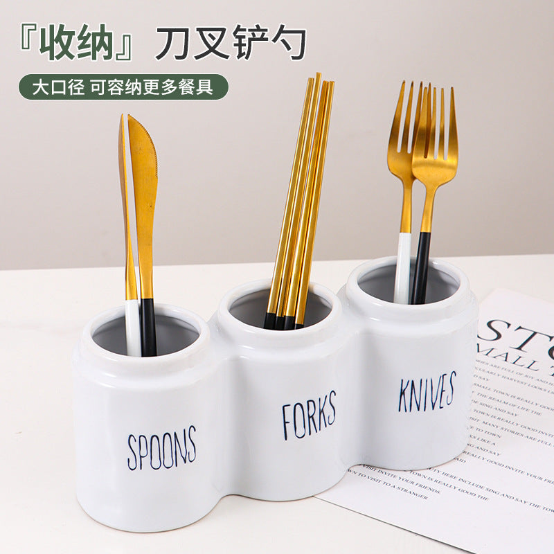 3 compartment Ceramic cutlery Holder