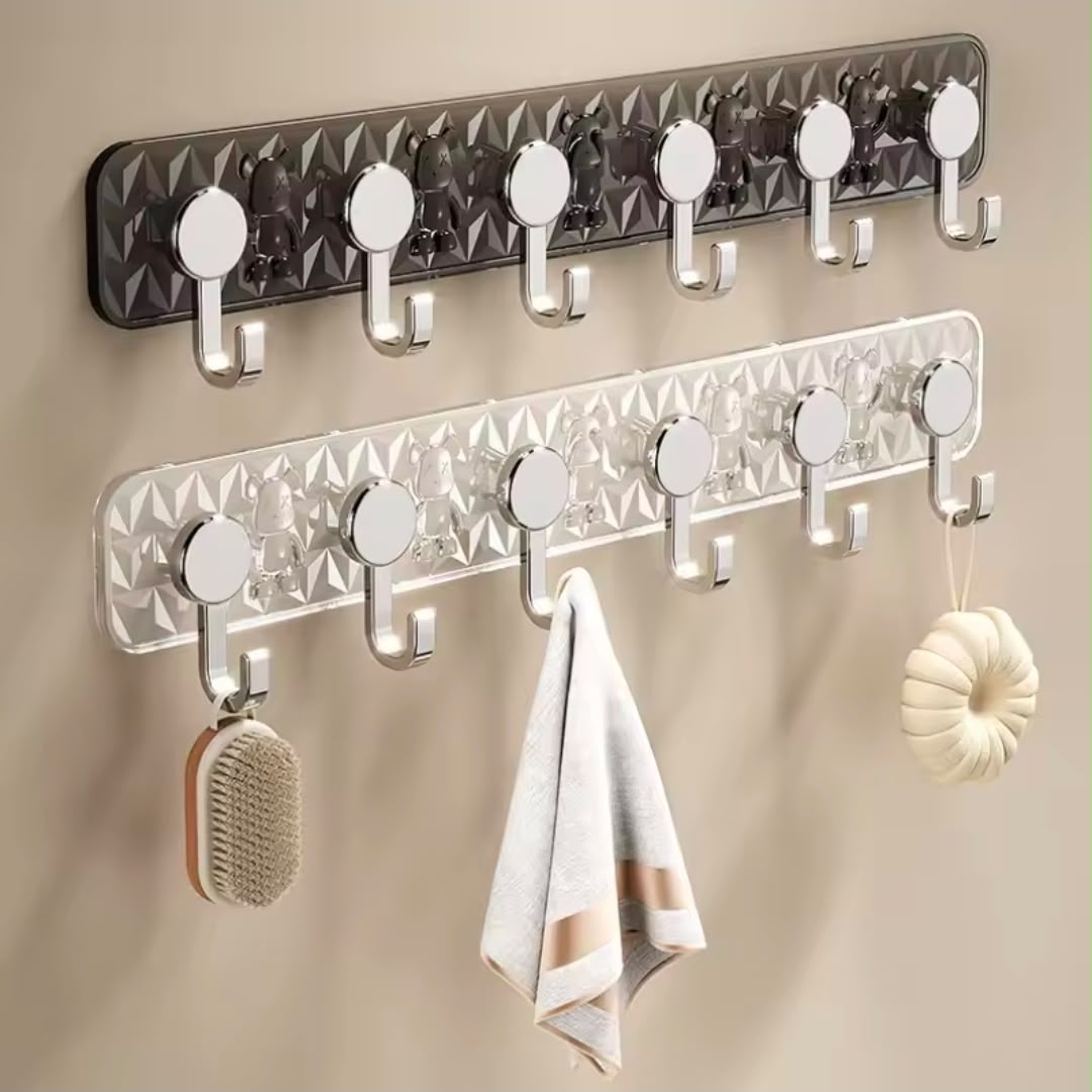 Strong wall-Mounted Hook Rack (6 Hooks