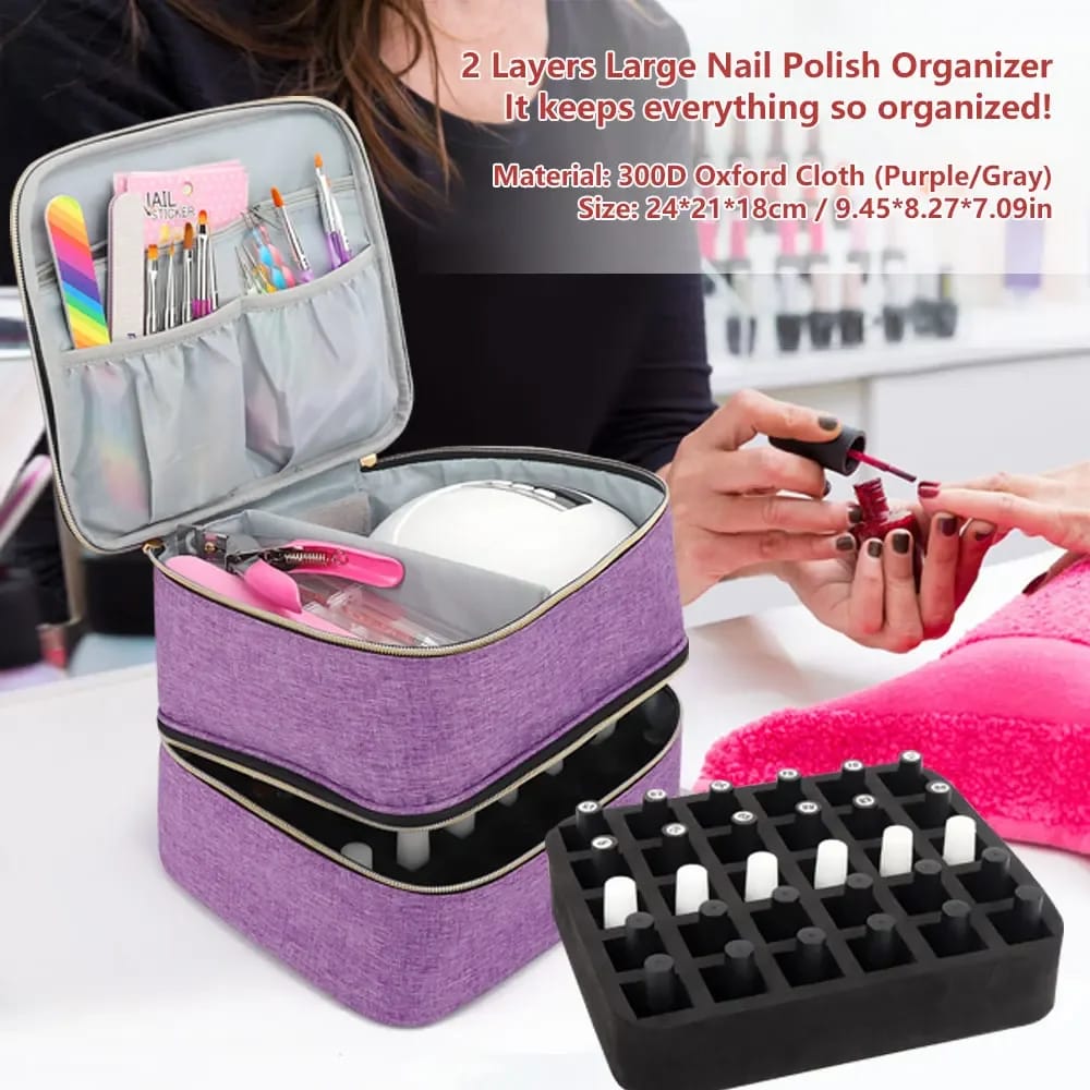 Nail polish travel organizer storage case