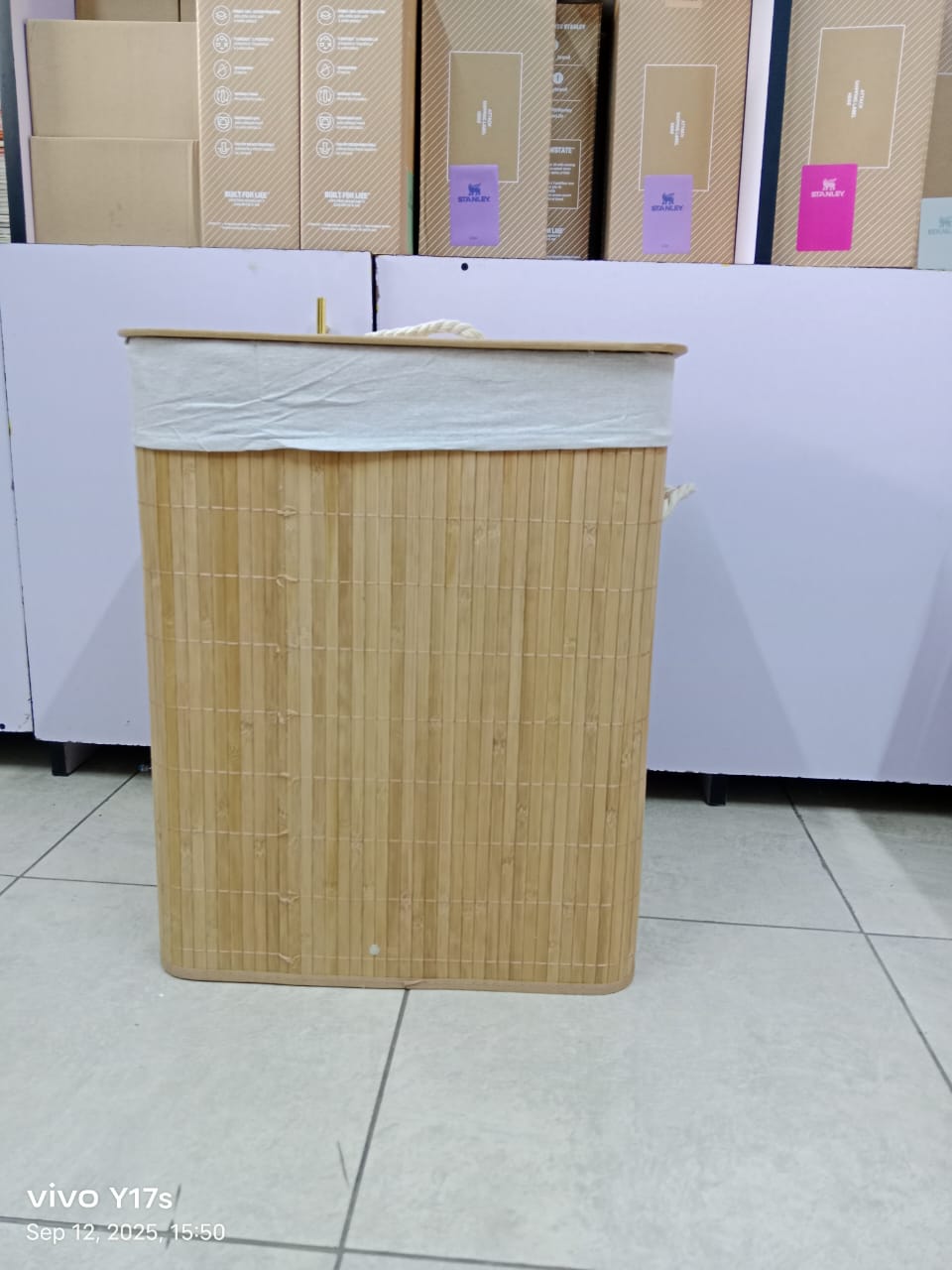 Eco-friendly Foldable bamboo laundry basket