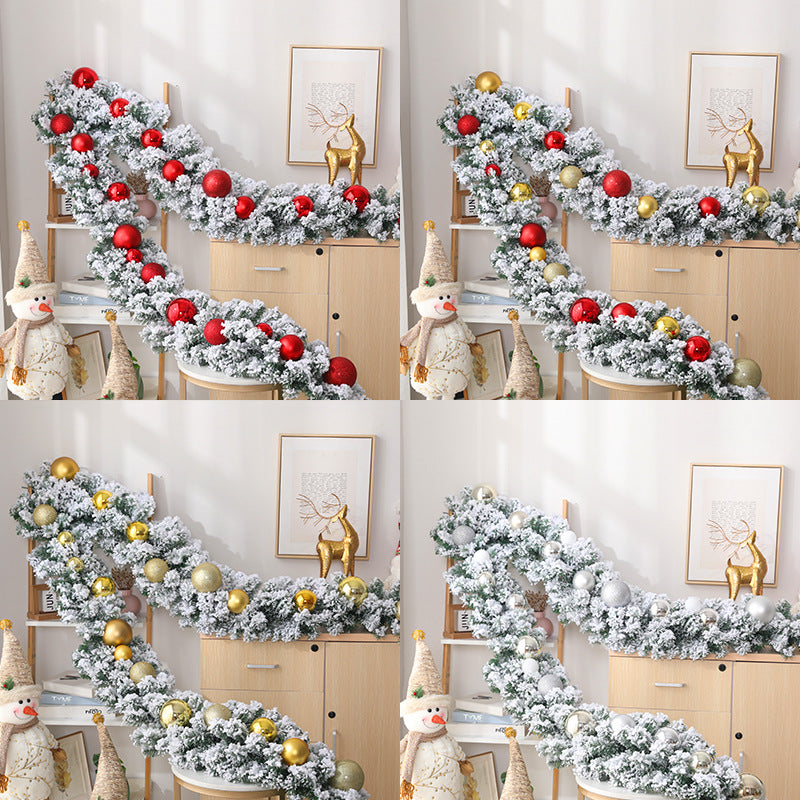 2.7M Christmas Pine Garland Snow Flocking Falling Cedar Rattan Artificial Greenery