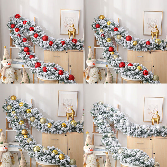 2.7M Christmas Pine Garland Snow Flocking Falling Cedar Rattan Artificial Greenery