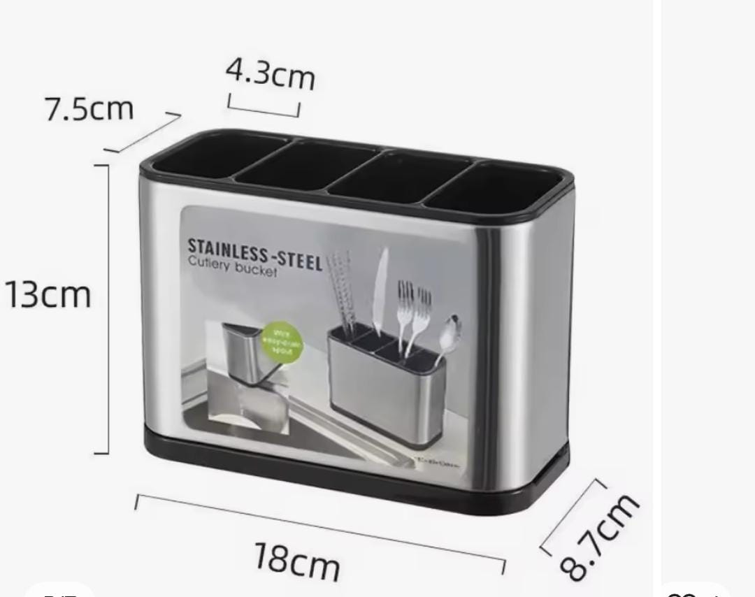 Countertop partitioned cutlery organizer with drainer