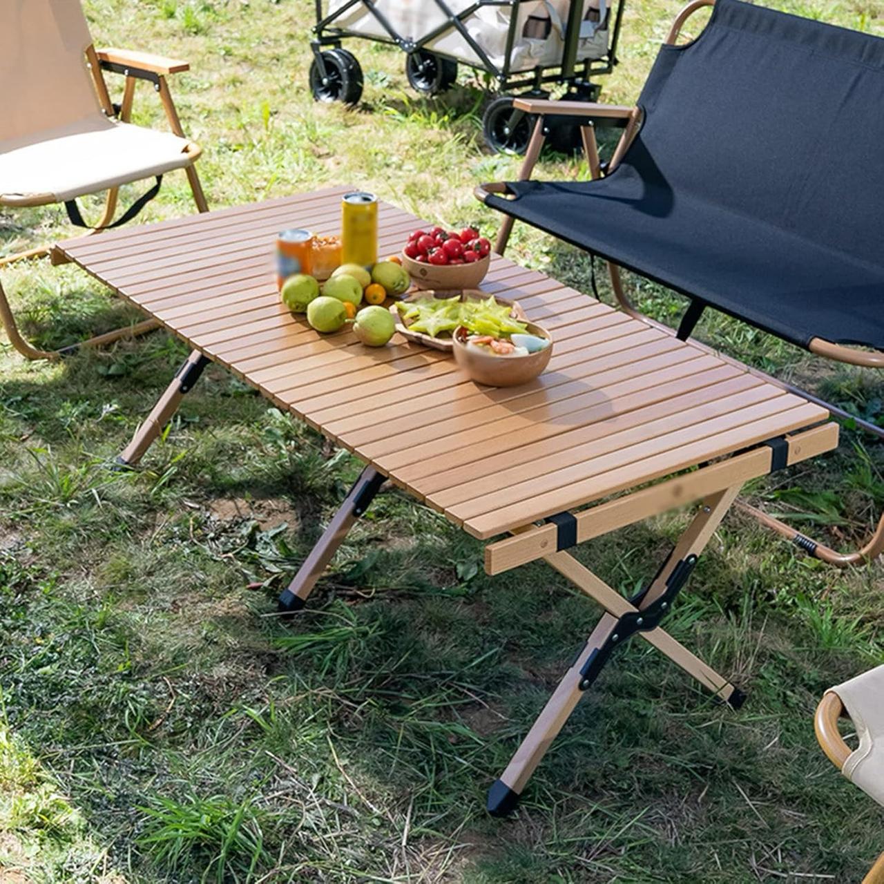 Foldable Camping Picnic Table With 4 chairs and storage box