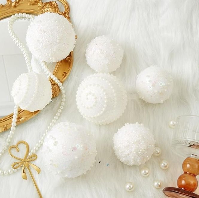 6pc Big size luxe white decor balls