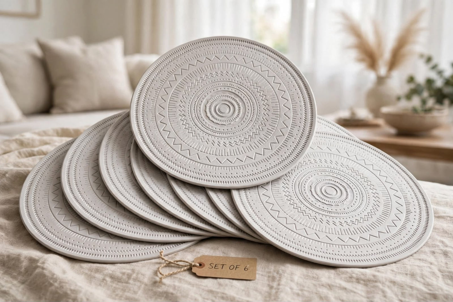 Embossed back PU leather Round
