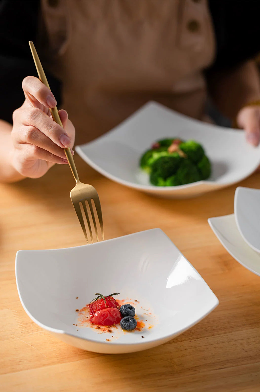 Bone chine square soup plate