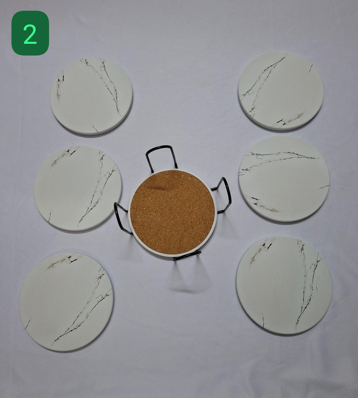 6 Pcs Marble Style Ceramic Coasters