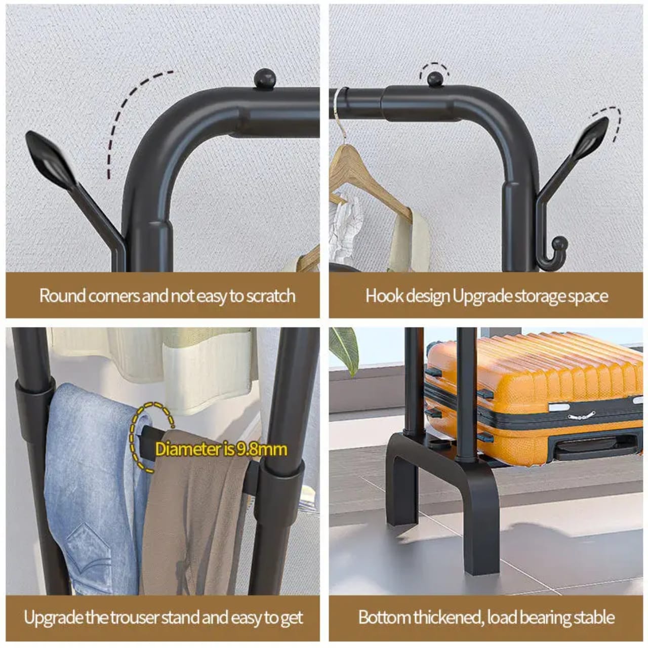 Double Pole Clothing Rack With Wheels & Lower Storage Shelf for Boxes /Shoes