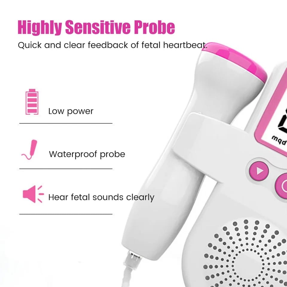 Doppler fetal portable pregnancy baby heart rate monitor