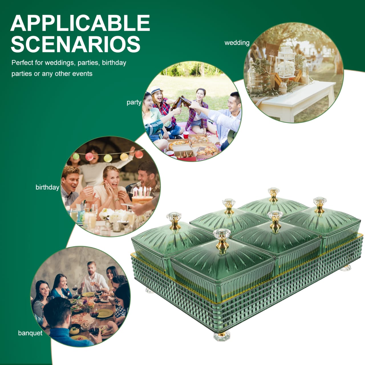 Multipurpose Acrylic Square Candy Serving Plate Bowl Stand with Base Tray