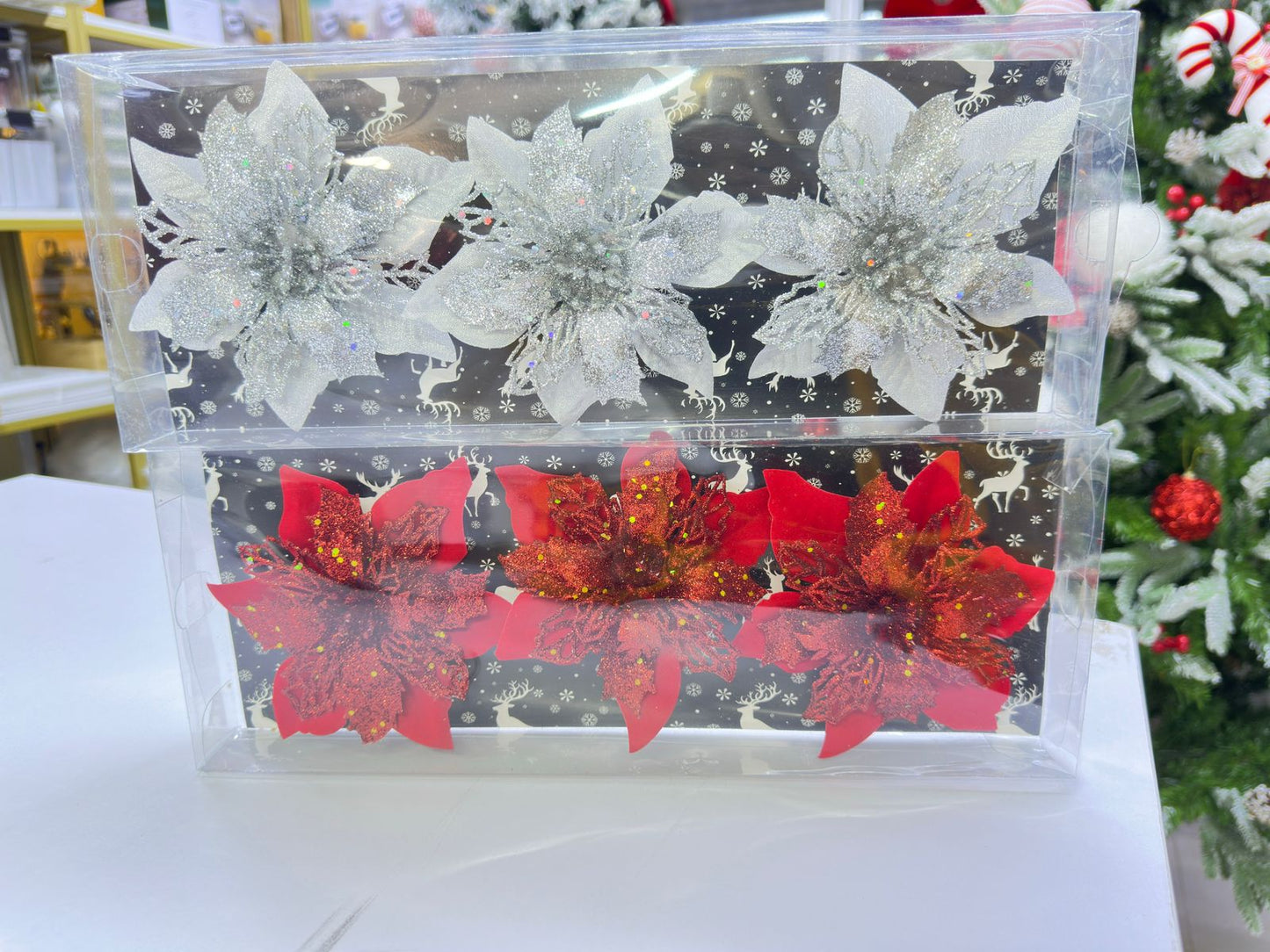 3 pcs set artificial Christmas decorating flowers