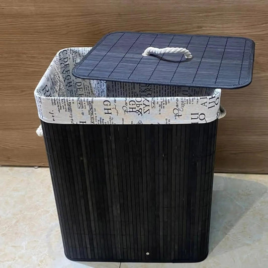 Eco-friendly foldable bamboo laundry basket