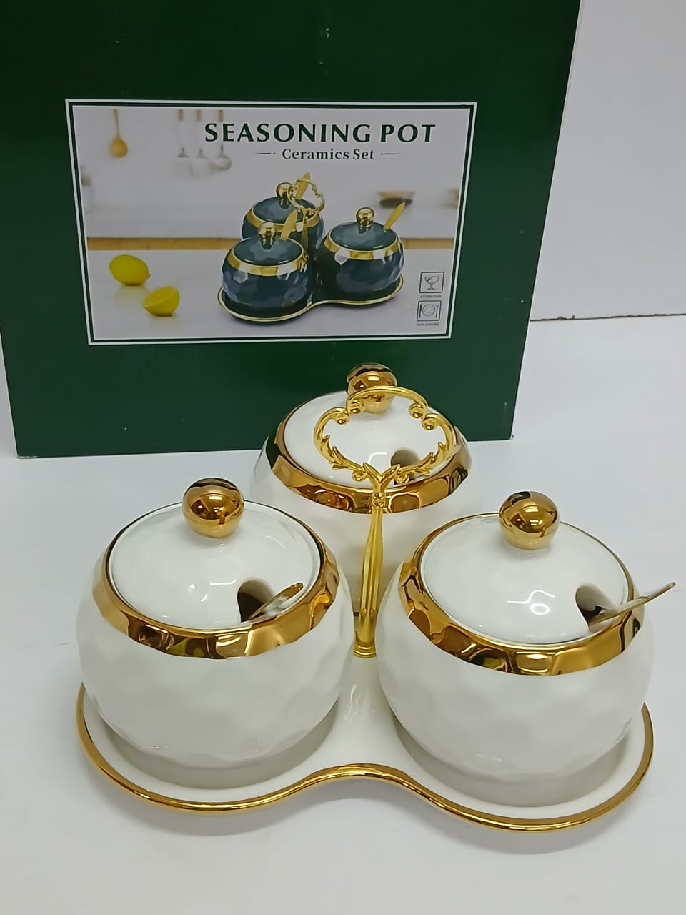 3 in1 sugar canisters with triangle shape stand