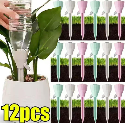 Self Watering Spikes, 6Pcs Plant Watering Devices, Automatic Watering System for Potted Plants with Slow Release Valve, Adjustable Water Volume Drip Irrigation Control System for Home Vacation