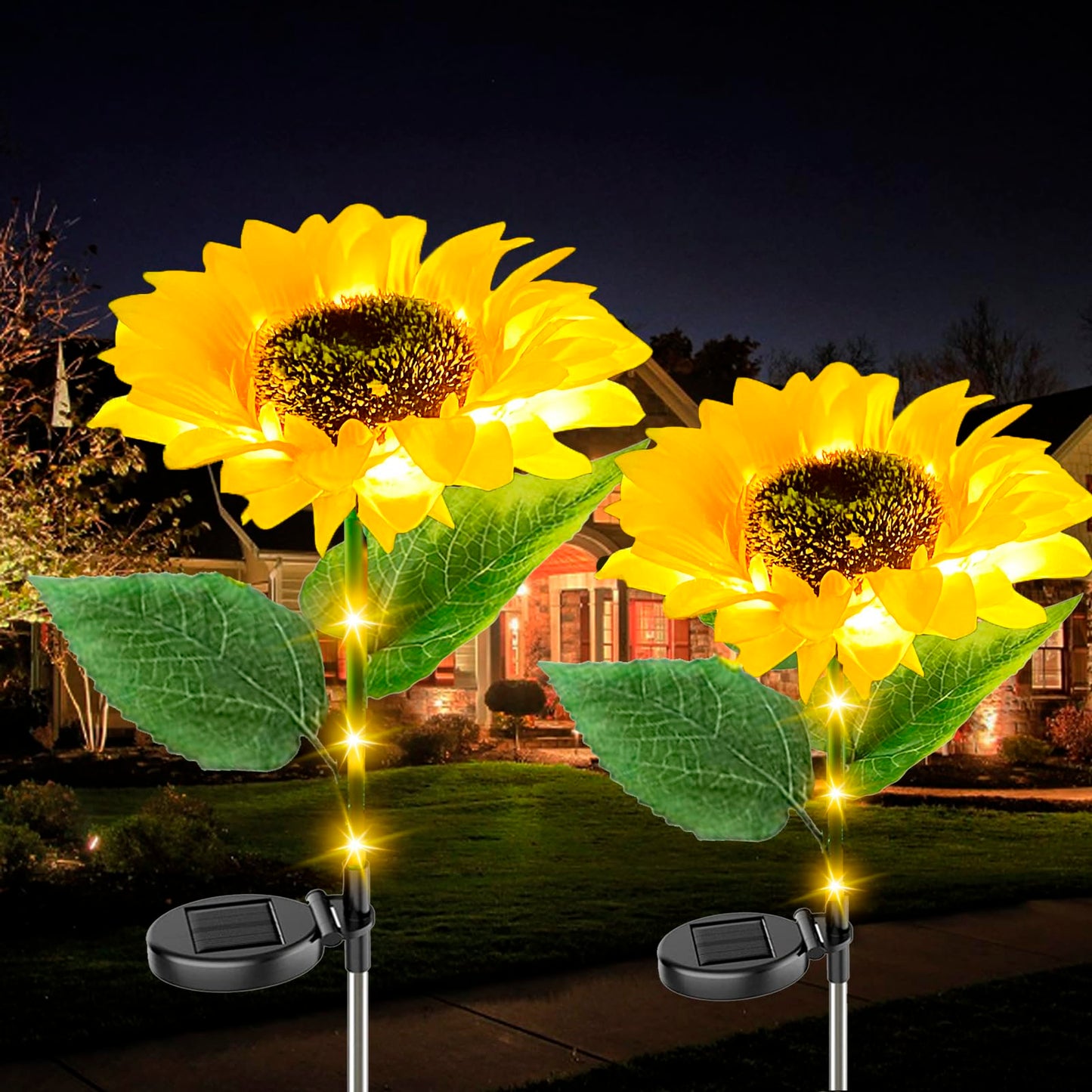 2 pack sunflower solar powered lights