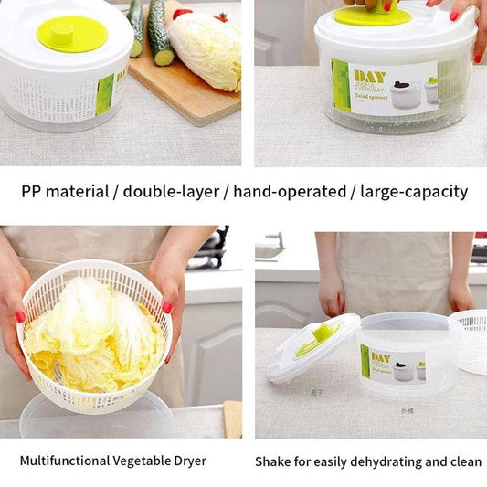 New Large 3Ltr Manual Salad Spinner, Dryer ,Drainer ,Salads Dehydrator, Vegetable Drying