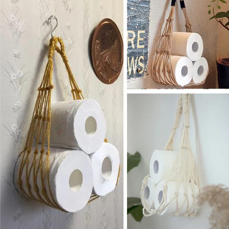Hanging Cotton Rope Toilet Paper Roll Holder