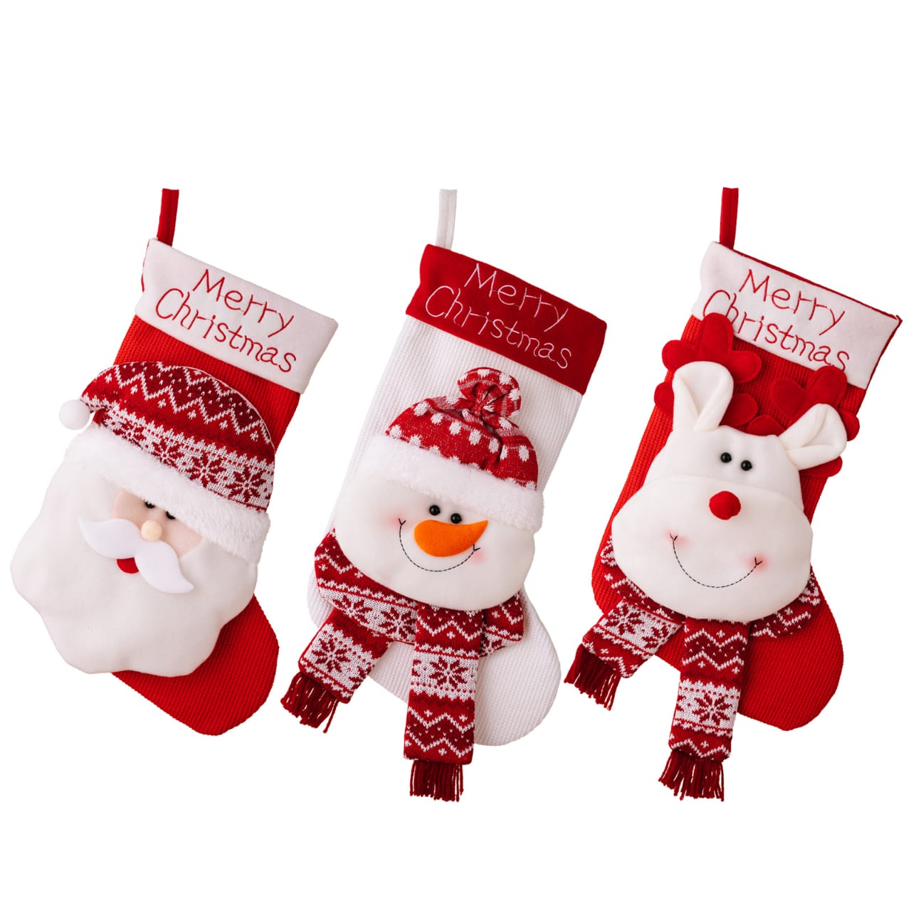 Large Santa Snowman Elk Stockings Knitted