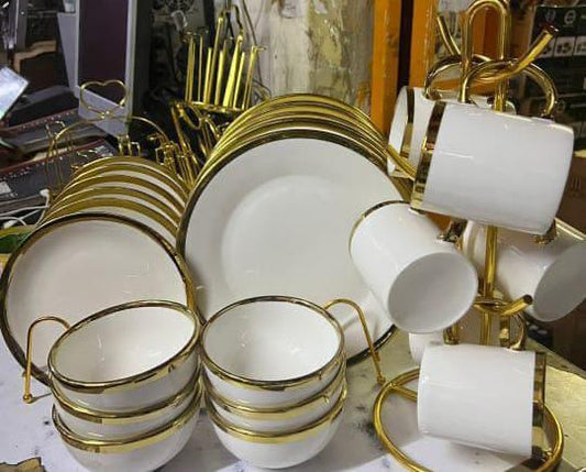 24 pcs golden dinner set