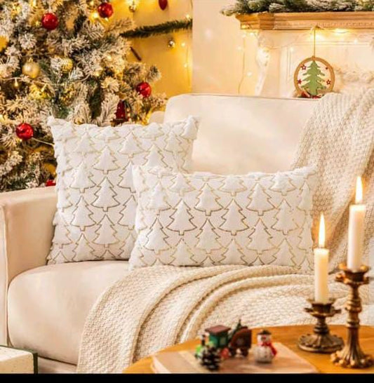Christmas Tree Glitter Plush Cushion Cover Home