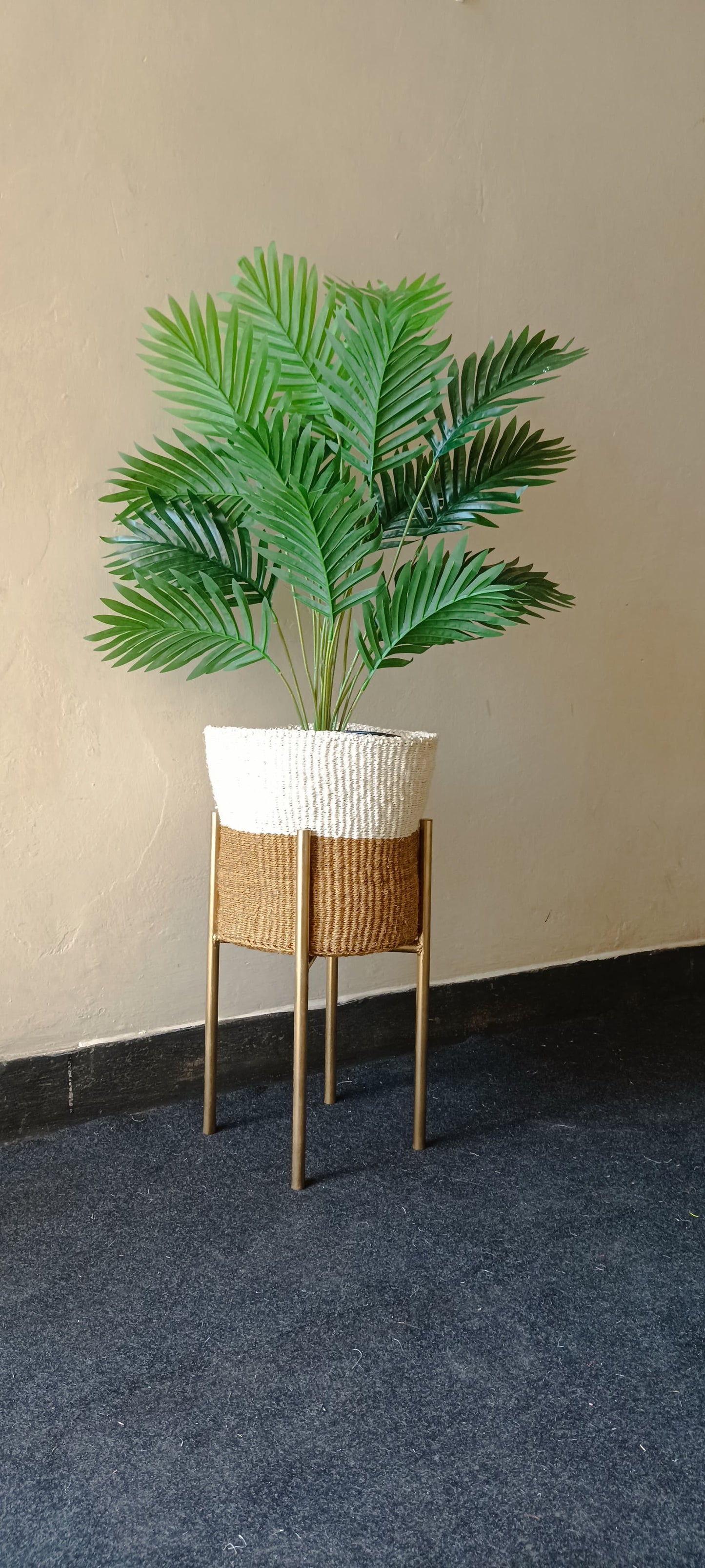 120 cm Artificial Palm Tree with Woven Basket